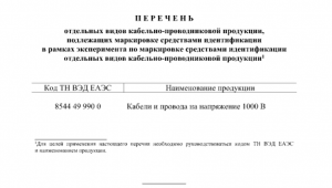 Подписано постановление о проведении в РФ эксперимента по маркировке кабелей и проводов на напряжение 1000 В